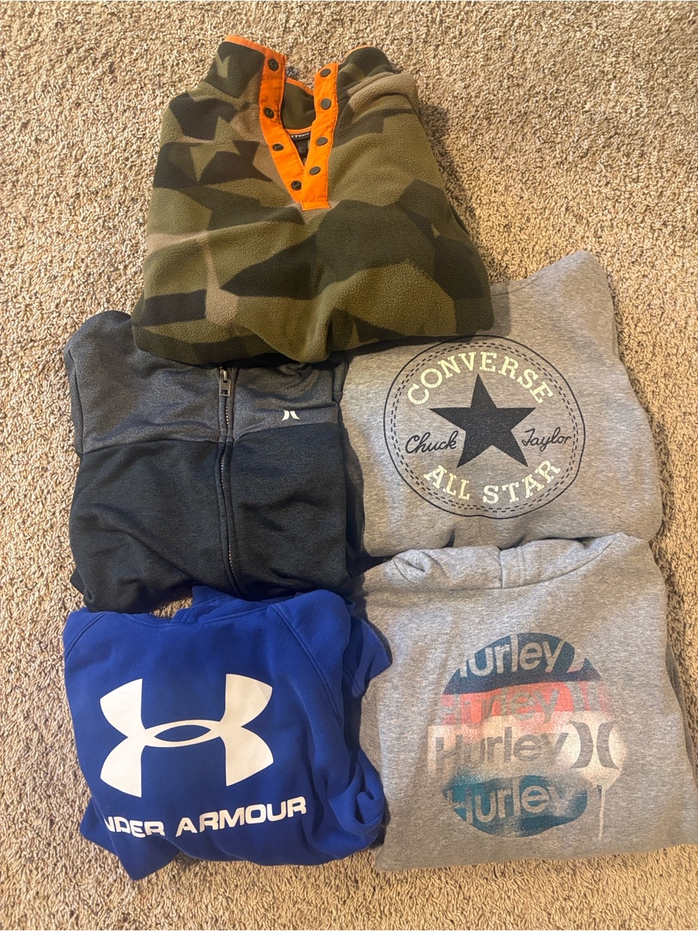 Burton Kids Olive Green Camo Hoodie with Orange Trim